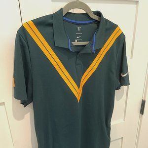 Nike Roger Federer Forest Green Retro Tennis Polo; Size M
